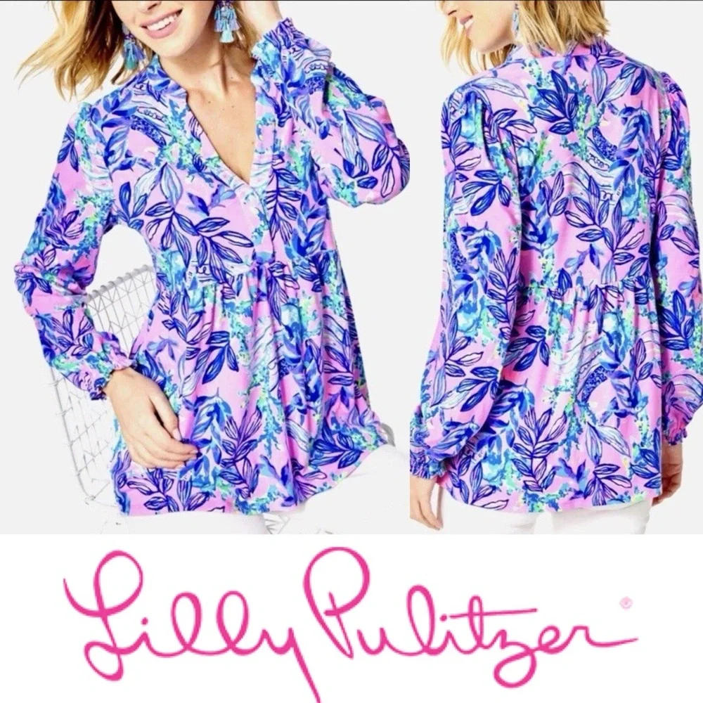 Lilly Pulitzer Winona Tunic Top Lilac Rose Just Lil Jelly size XL